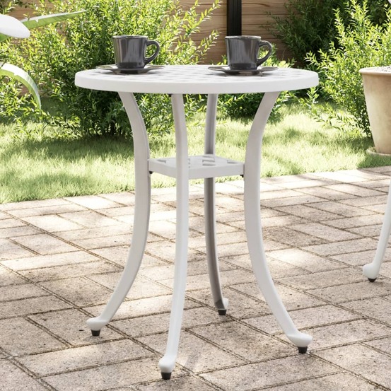 Table de jardin blanc ø48x53 cm aluminium coulé