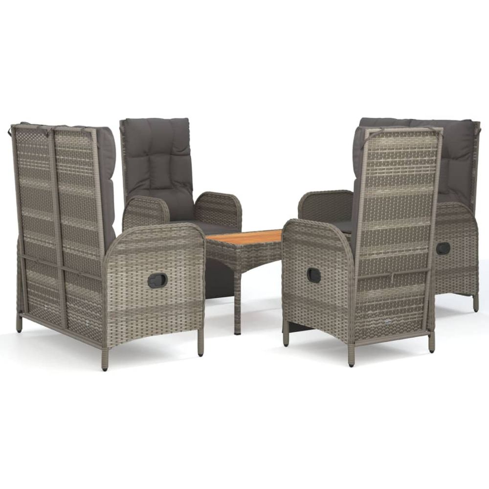 Ensemble à manger de jardin 5 pcs coussins gris résine tressée