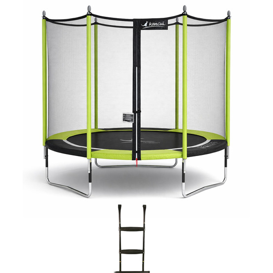 Trampoline jardin ø 250 cm + filet + échelle - jumpi 250 – noir/vert