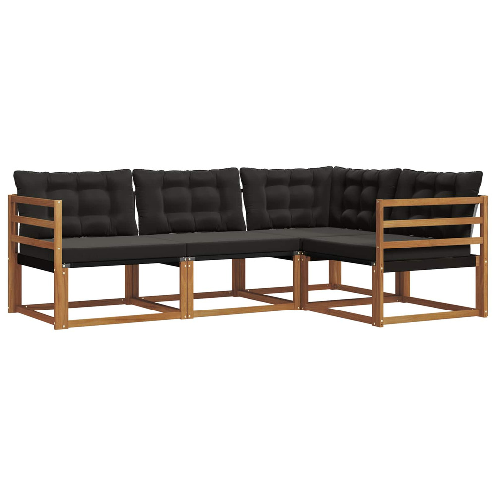 Ensemble de canapés avec coussin 4 pcs naturel et noir