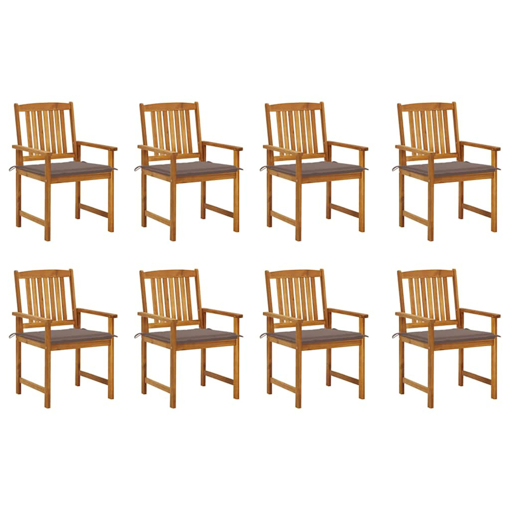 Chaises de jardin avec coussins lot de 8 bois d'acacia solide
