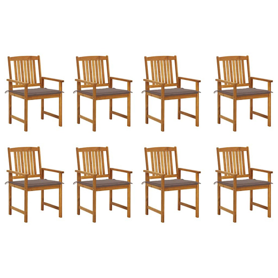 Chaises de jardin avec coussins lot de 8 bois d'acacia solide