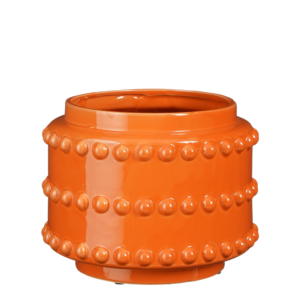 Mica decorations - cache-pot en céramique orange d22
