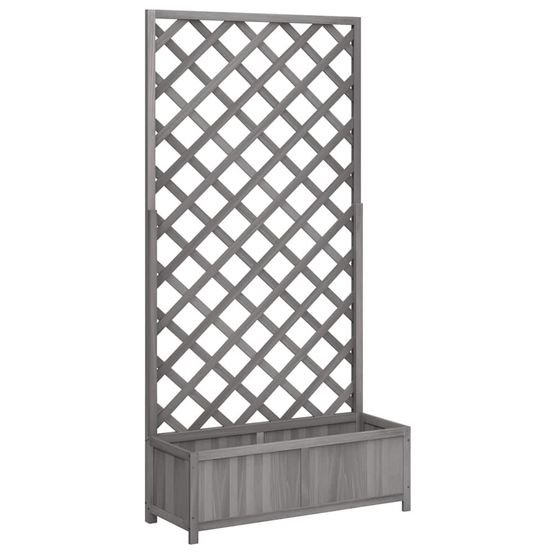 Jardinière d'extérieur avec treillis gris 90x35x180 cm bois massif de sapin