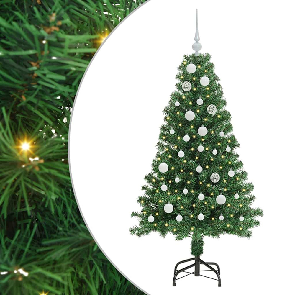 Sapin de noël artificiel vert 150 cm pvc, acier et plastique