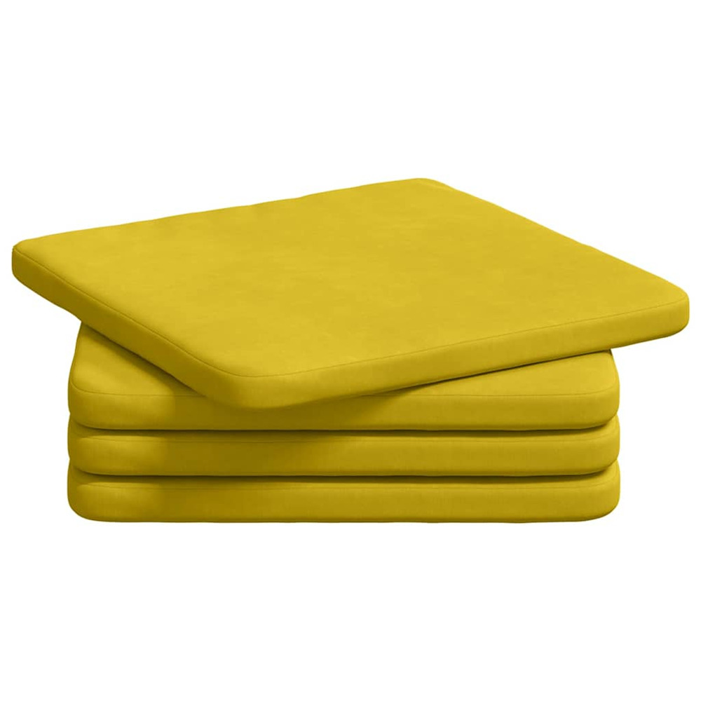 Coussins de siège 4 pcs jaune 40 x 40 x 3 cm velours