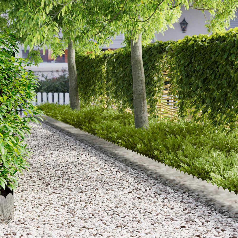 Bordure de jardin acier aménagement extérieur limites 30pcs 103x25cm argenté