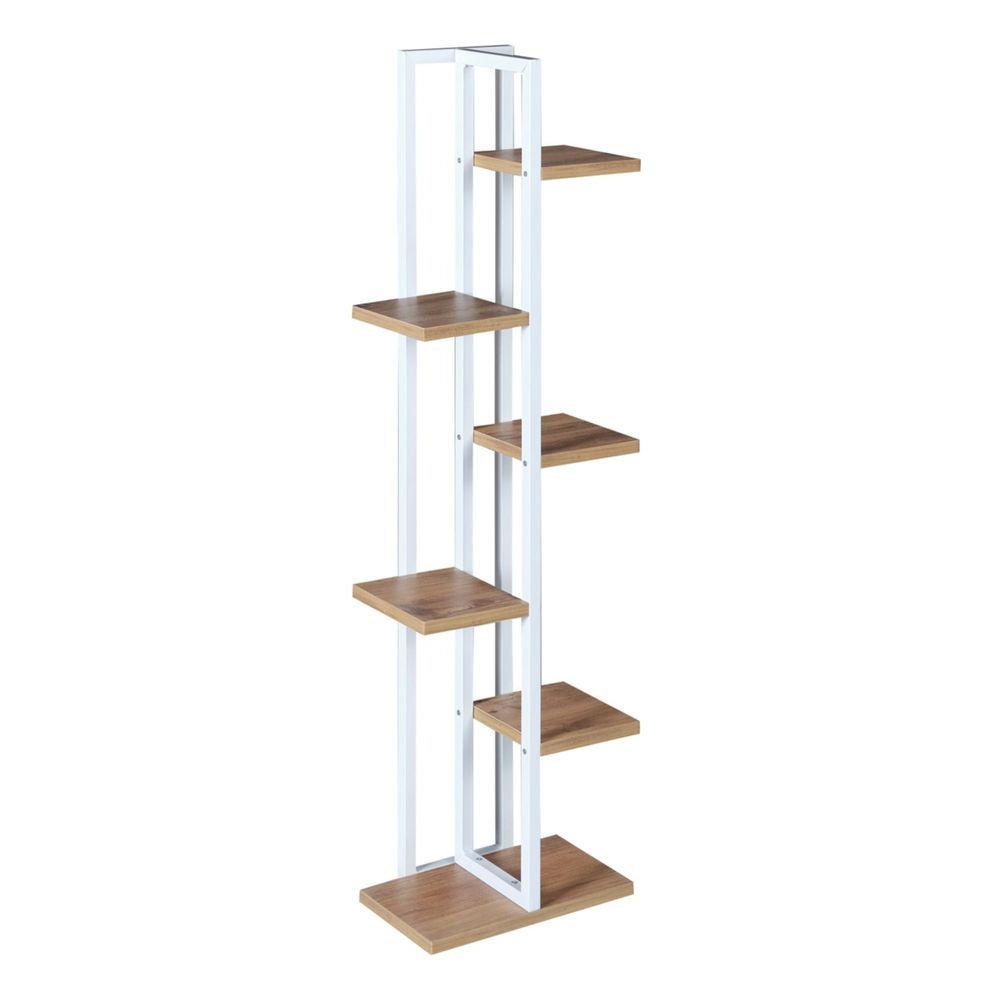 Support de plantes à 5 niveaux 120 x 34 x 21 cm effet noyer / blanc