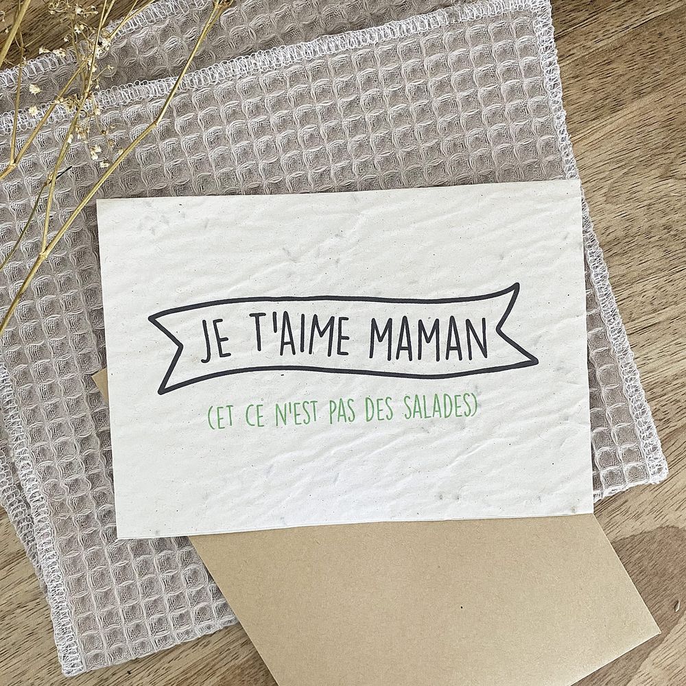Carte ensemencée à planter - je t'aime maman