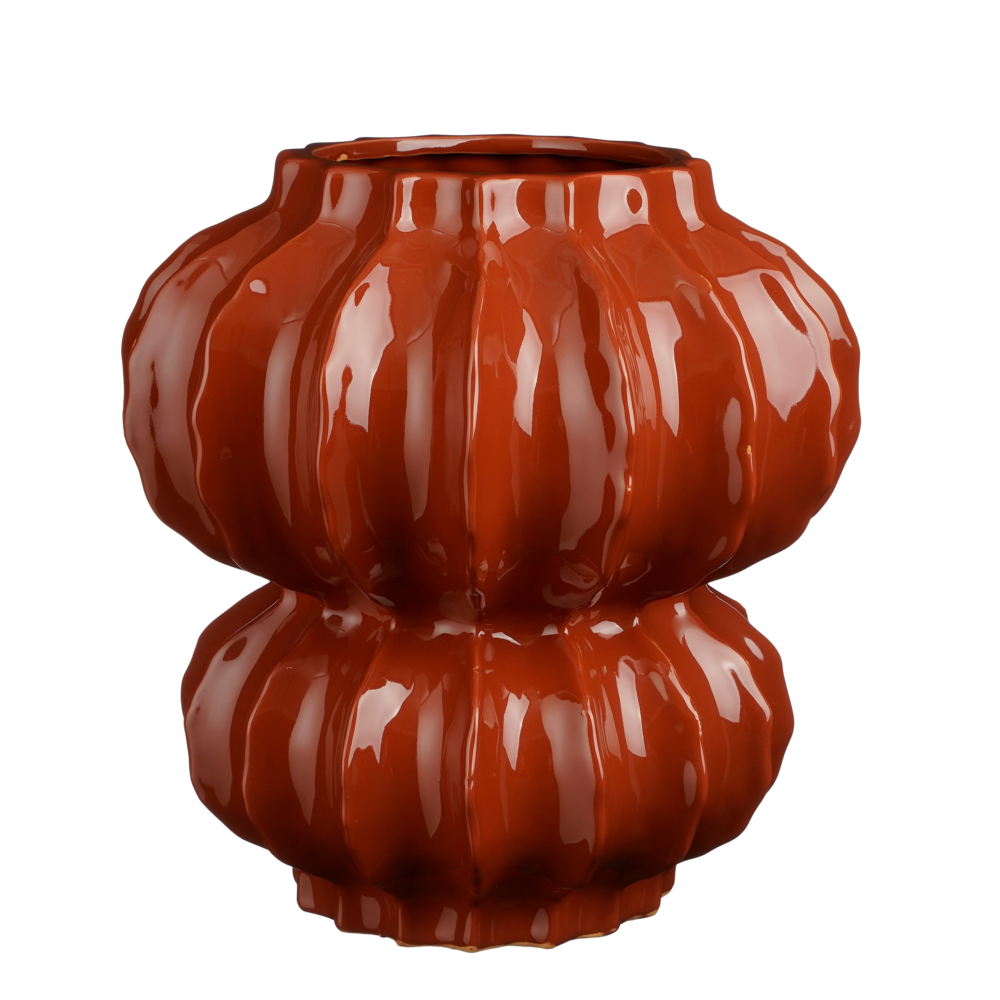 Mica decorations - vase en céramique rouge h35