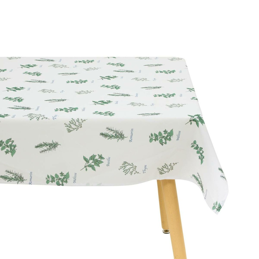 Nappe garrigue 240x140cm vert clair imprimé aromates