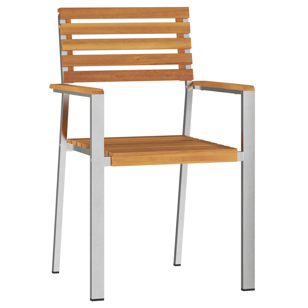 Chaises de jardin empilables 4 pcs en bois d'acacia et acier inoxydable