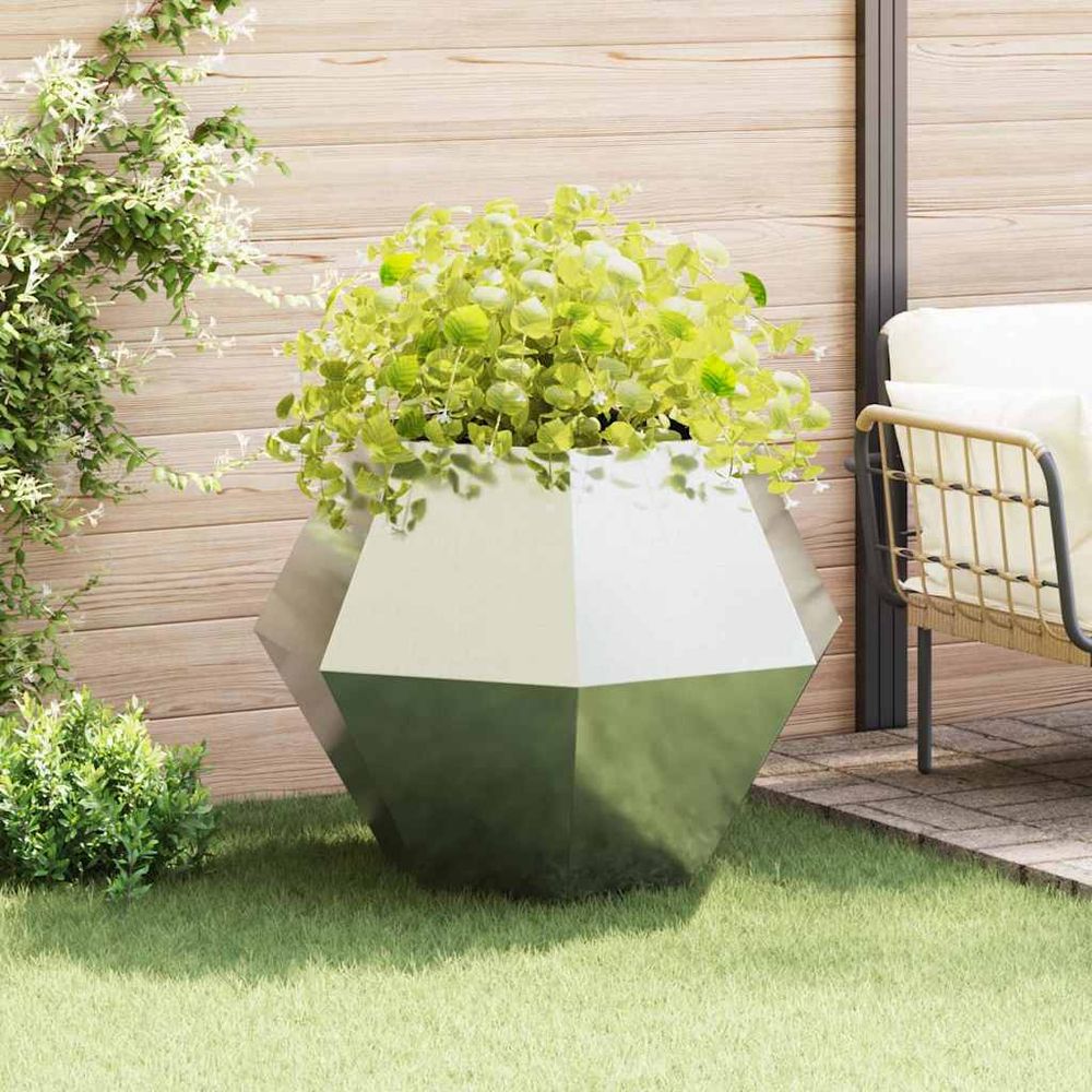 Jardinière carrée acier galvanisé potager jardin argent 100x100cm