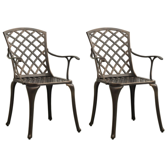 Chaises de jardin lot de 2 aluminium coulé bronze