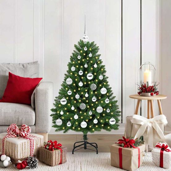 Décoration de noël facile : sapin artificiel 120 cm avec lumières et 61 ornements inclus