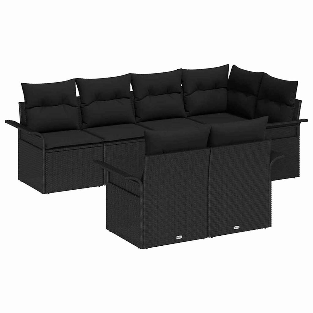 Ensemble de canapé de jardin 7 pc noir polyrotin