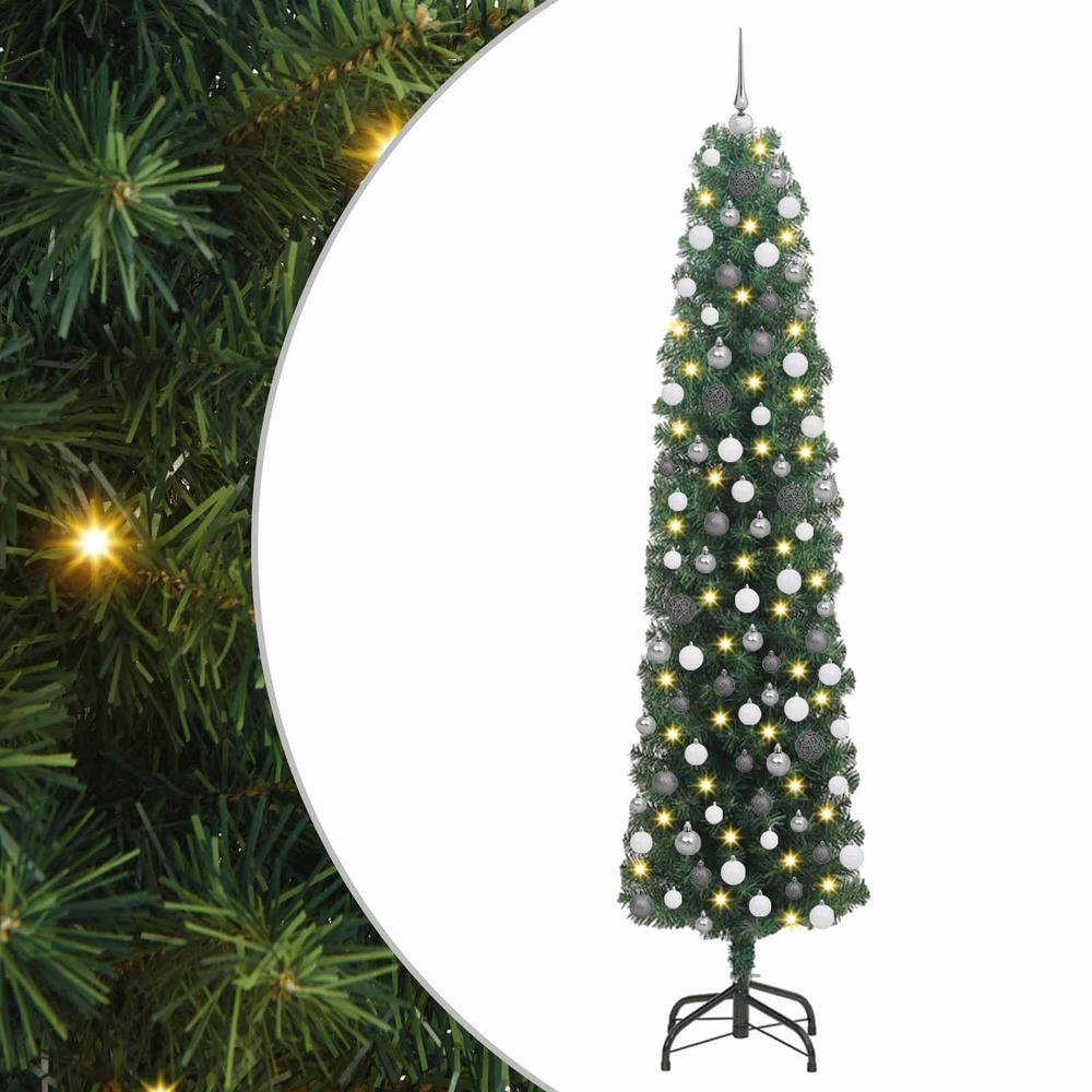 Sapin de noël artificiel vert 210 cm pvc et acier et plastique
