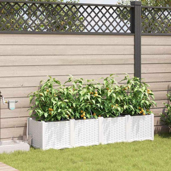 Cache-pot de jardin 4 pcs blanc plastique