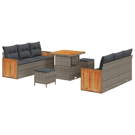 Ensemble de canapé de jardin avec coussin 9 pcs gris