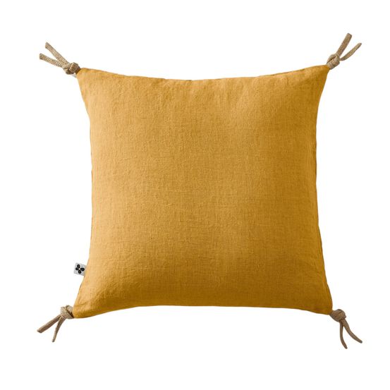 Coussin pompons lin lave collection soline