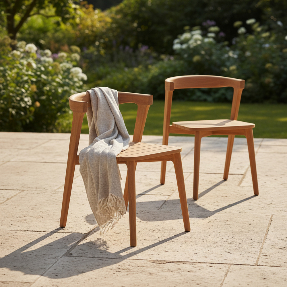 Chaises empilables en teck massif rumba ( lot de 2)