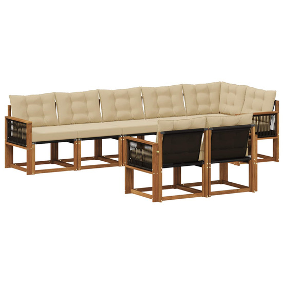Ensemble de canapés d'extérieur 8 pcs naturel et beige