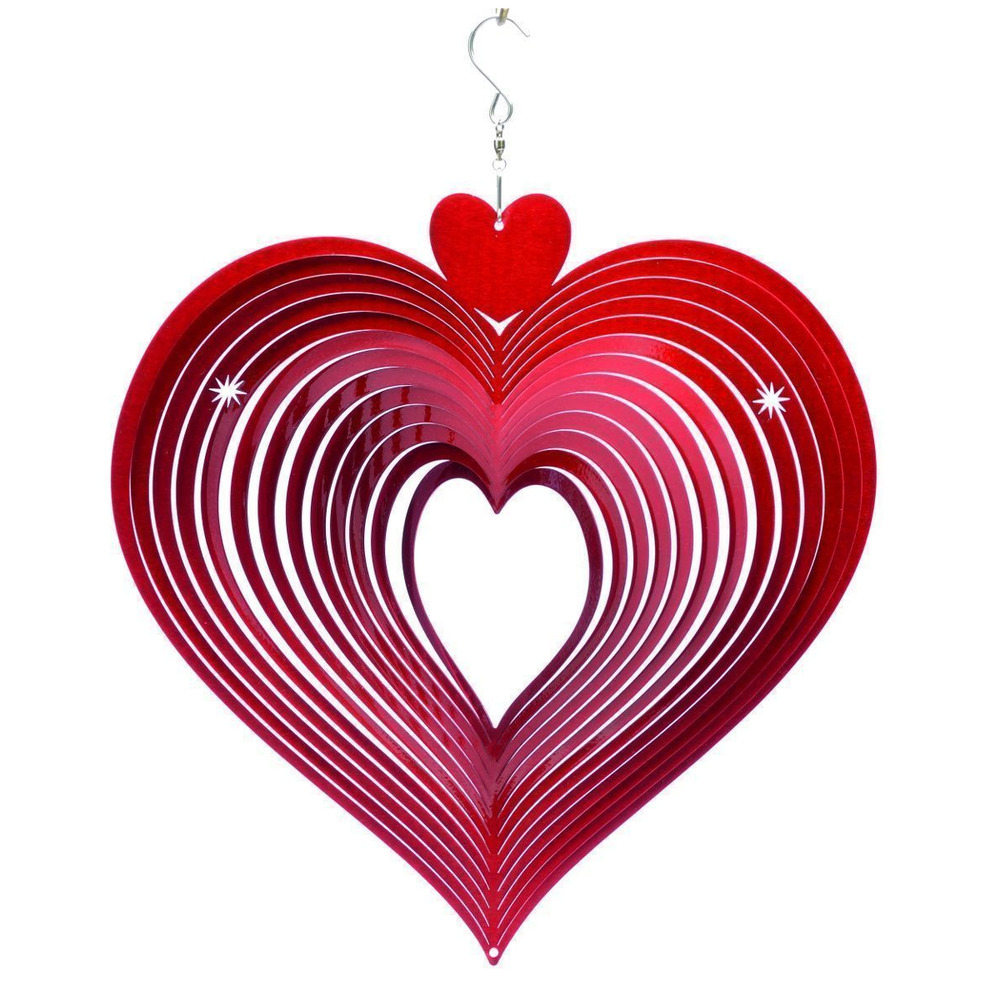 Mobile à vent coeur rouge petit modèle