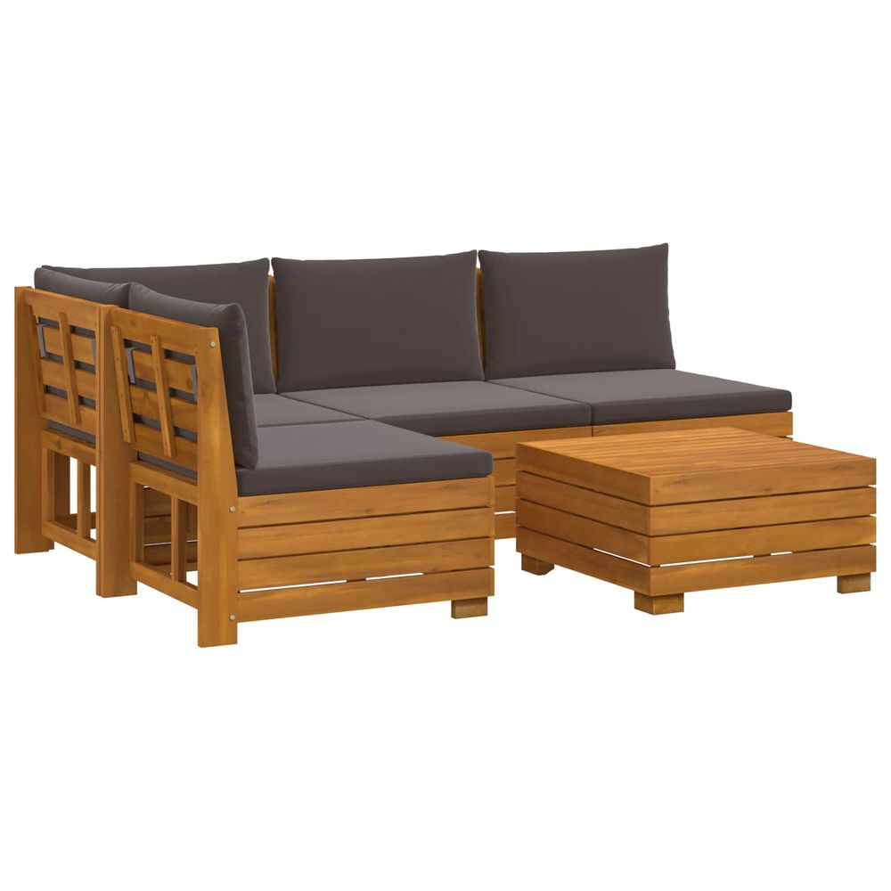5 pc ensemble de canapés d'extérieur bois d'acacia massif