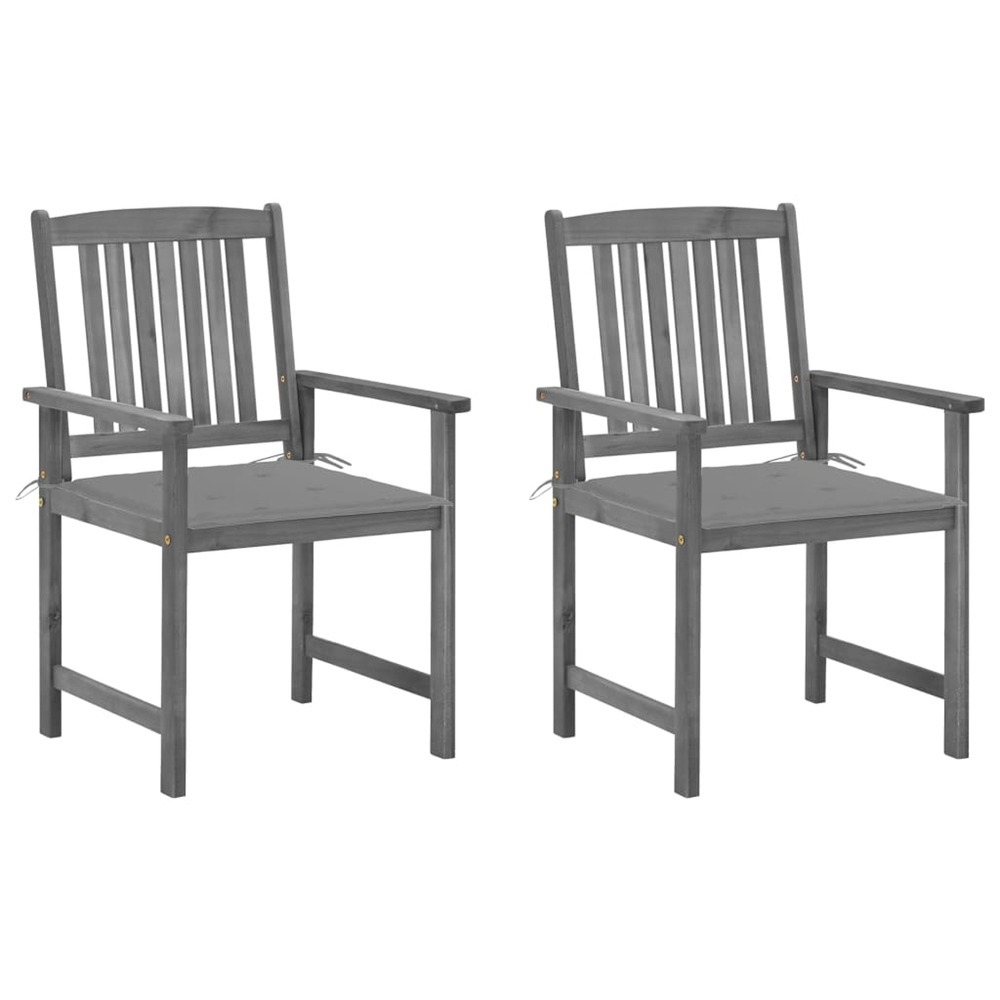 Chaises de jardin et coussins lot de 2 gris bois acacia massif