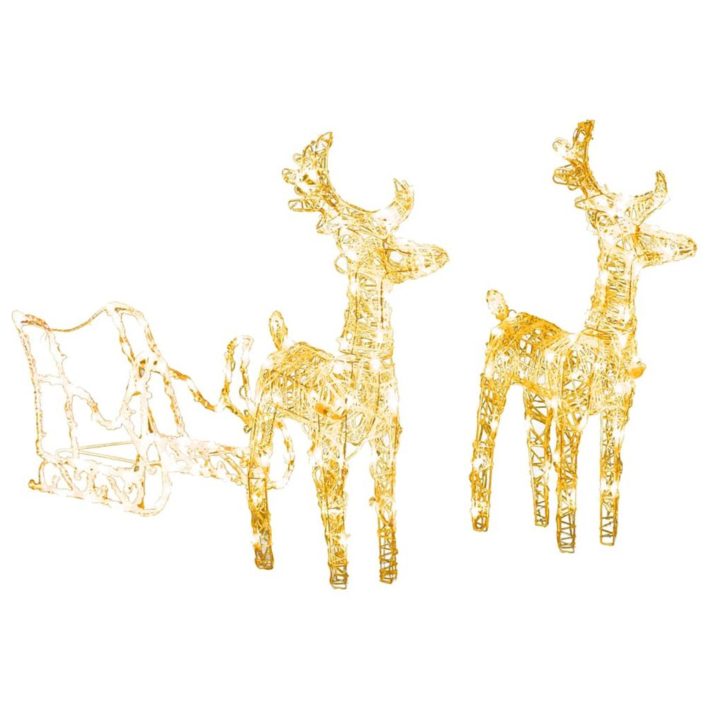 Décoration de noël rennes et traîneau 160 led 130 cm acrylique