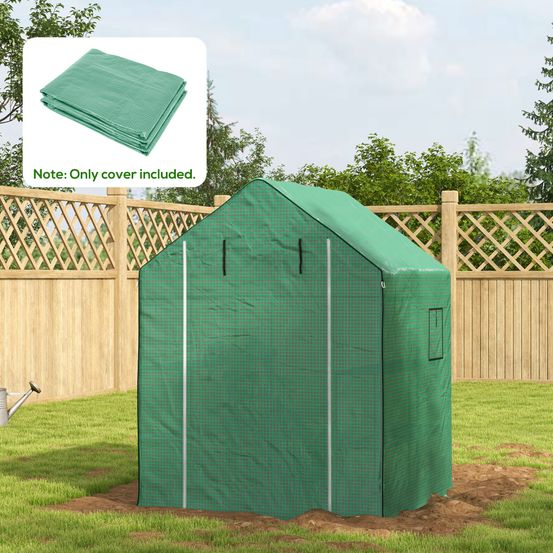 Bâche de serre de remplacement pe renforcé 140 x 143 x 190 cm verte porte enroulable - comfortxl outdoor living