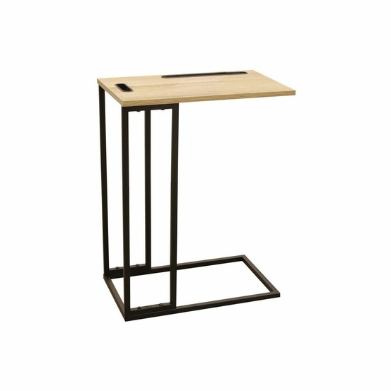 Table d'appoint en bois et métal avec support tablette