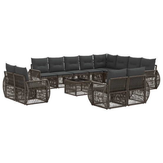 Ensemble de canapé de jardin 13 pcs gris et gris foncé