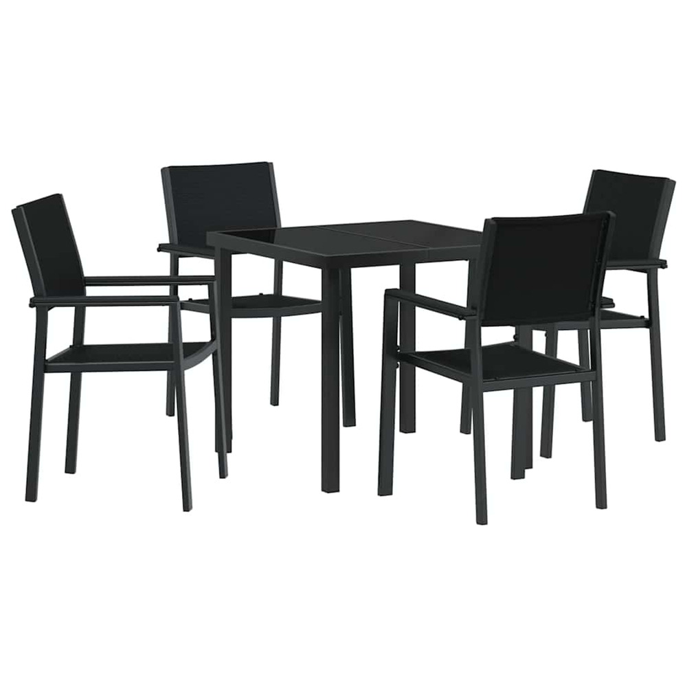 Ensemble de salle à manger pour jardin 5 pcs noir