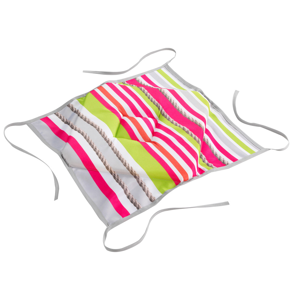 Coussin galette de chaise rayée matelot