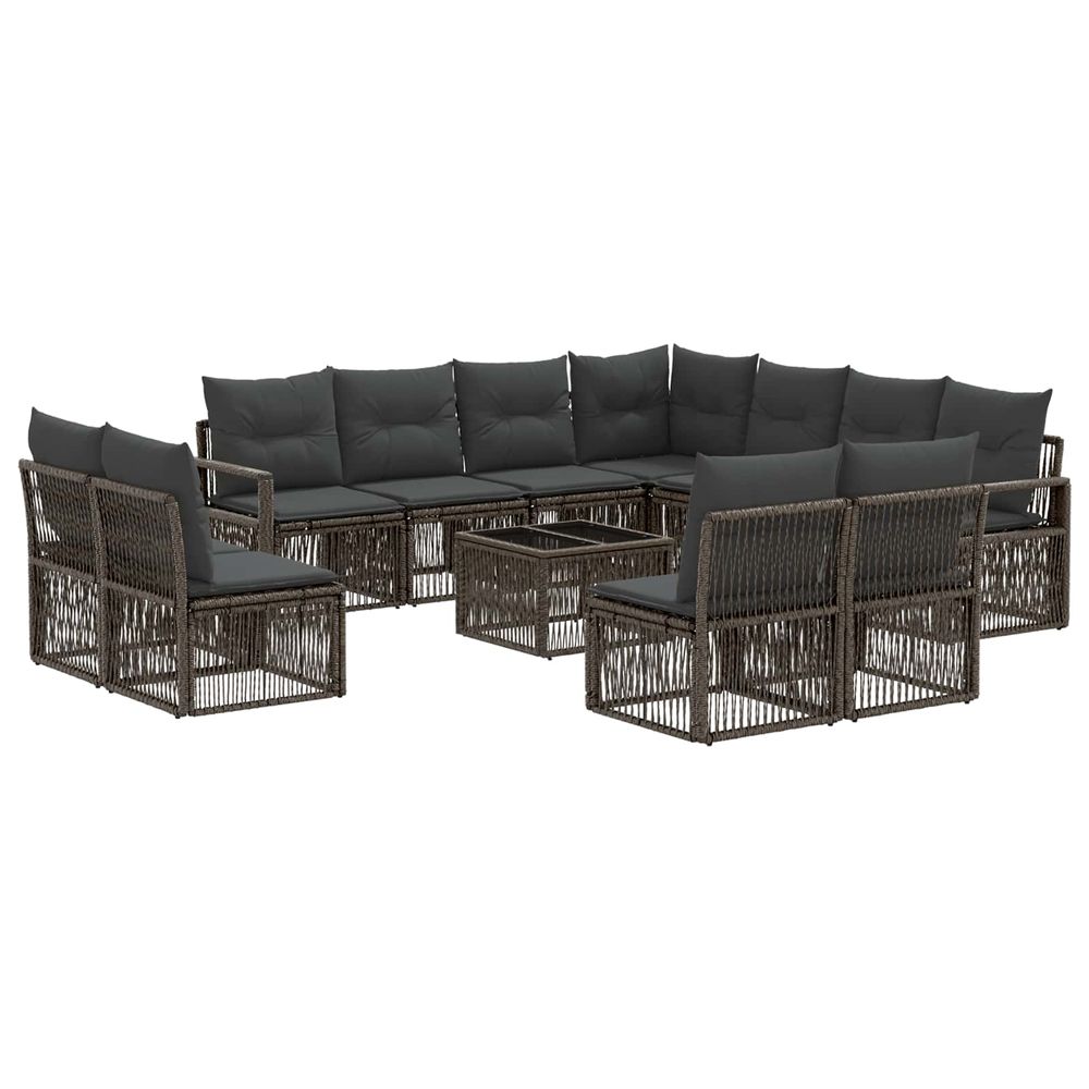 Ensemble de canapé de jardin 12 pc gris polyrotin