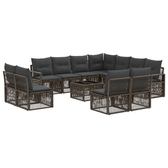 Ensemble de canapé de jardin 12 pc gris polyrotin