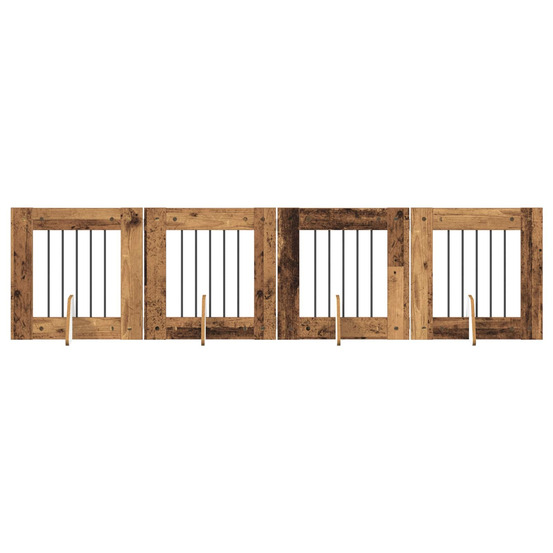 Portillon pour chien avec supports 4 pcs bois ancien 60 x 60 cm
