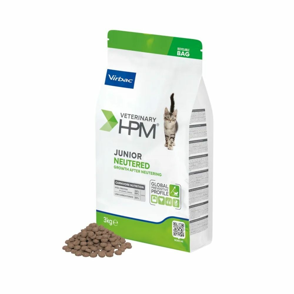 Croquettes chat veterinary hpm cat junior neutered - virbac 3 kg
