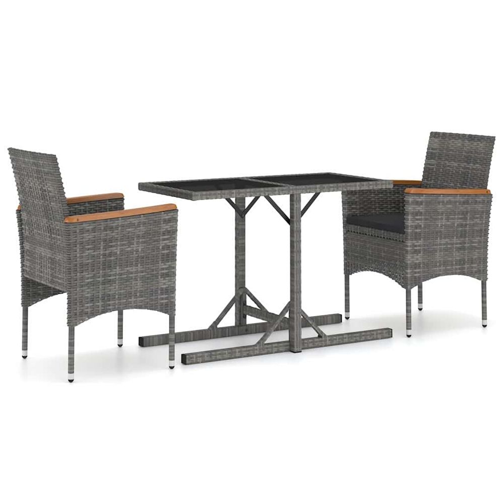 Ensemble à manger de jardin 3 pcs gris