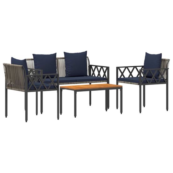Ensemble de meubles d'extérieur 4 pc gris et bleu marine