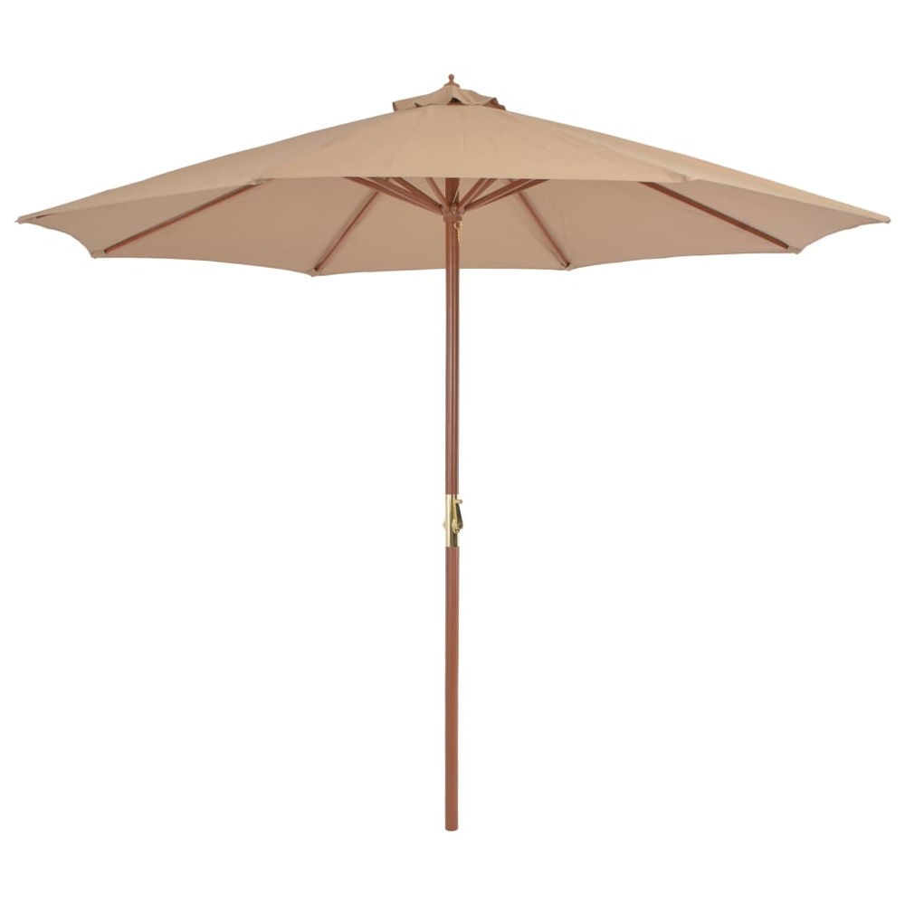 Parasol d'extérieur avec mât en bois 300 cm taupe
