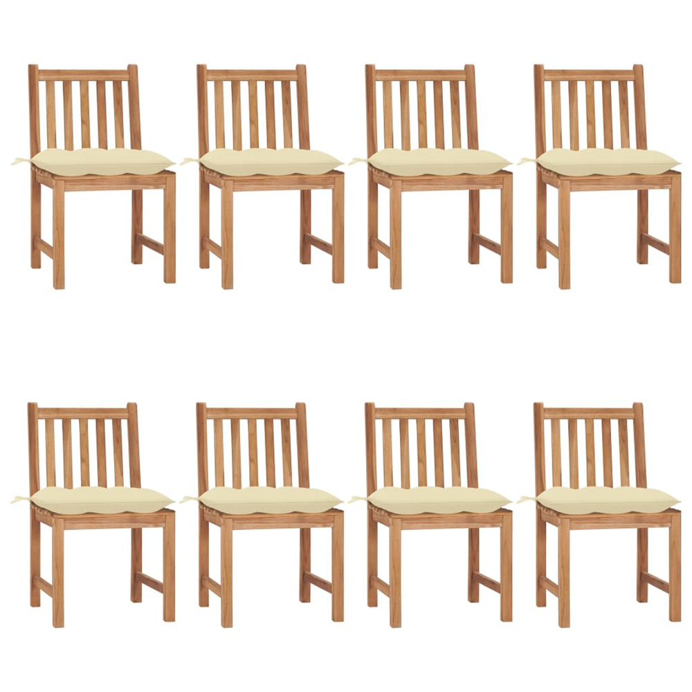 Chaises de jardin lot de 8 avec coussins bois de teck massif