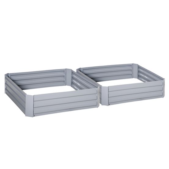 Lot de 2 carrés potagers acier ondulé jardin terrasse fond ouvert 100x100x30cm gris