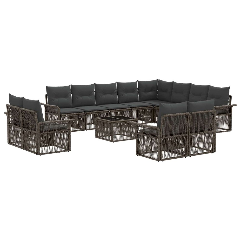 Ensemble de canapé de jardin 13 pc gris et gris foncé polyrotin