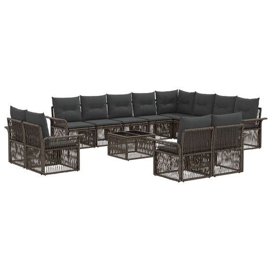 Ensemble de canapé de jardin 13 pc gris et gris foncé polyrotin