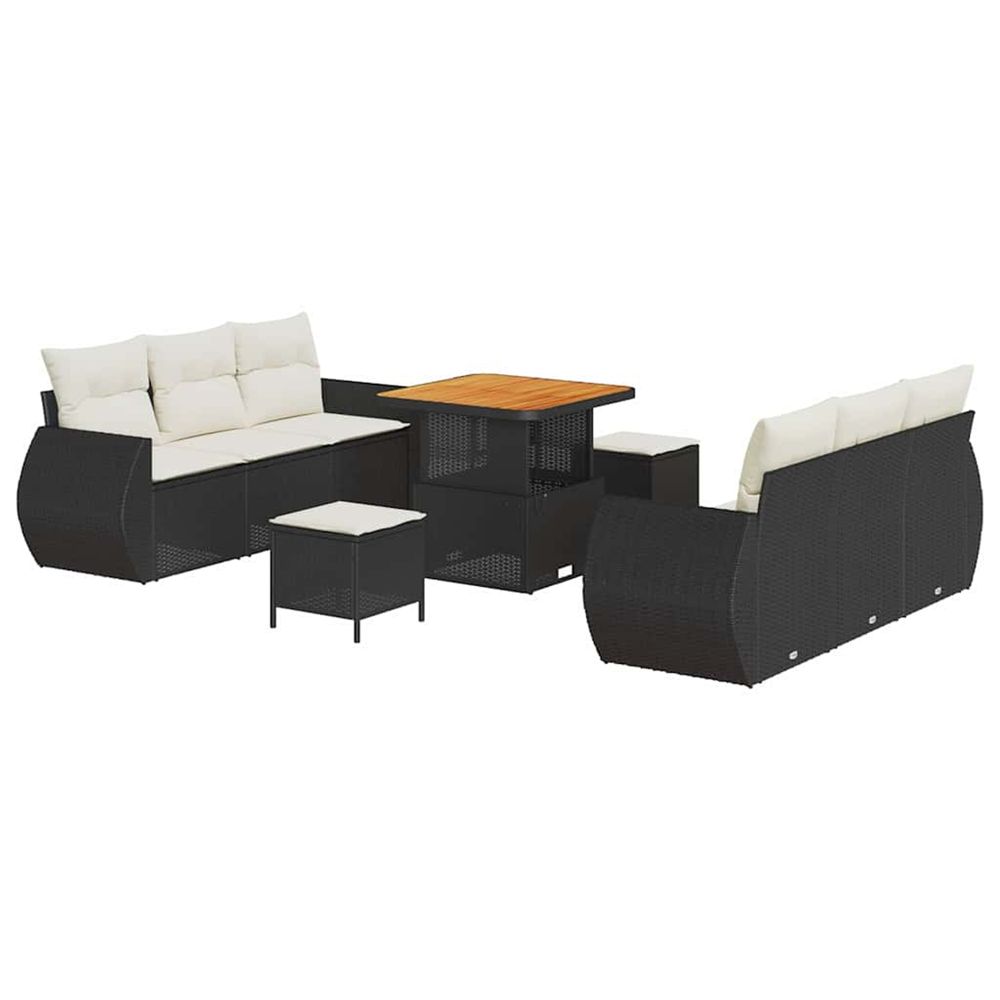 Ensemble de canapé de jardin 9 pc noir polyrotin