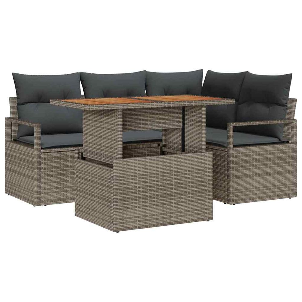 Ensemble de canapé de jardin 5 pc gris poly rotin
