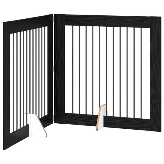 Porte de chien pliable avec supports 2 pcs chêne noir 200,5 cm