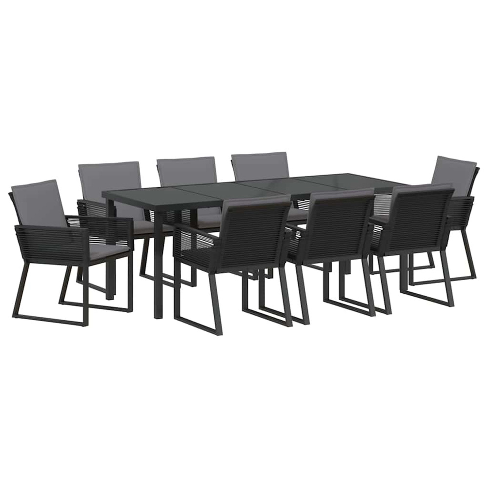 Ensemble de salle à manger pour jardin 9 pcs noir